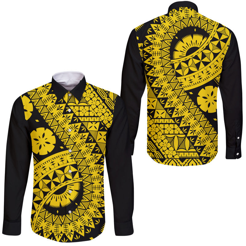 Polynesian Masi Kesa Gold Style Hawaii Long Sleeve Button Shirt