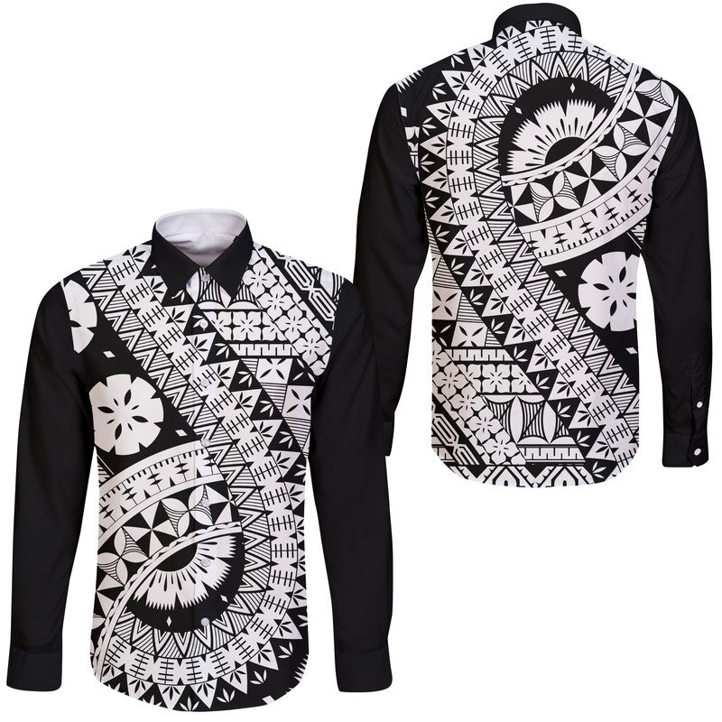 Polynesian Masi Kesa Black Style Hawaii Long Sleeve Button Shirt