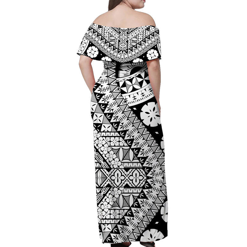 Polynesian Masi Kesa Black Style Women Off Shoulder Long Dress