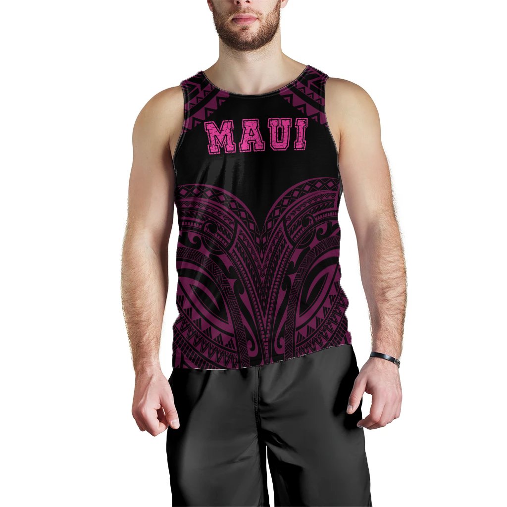 Hawaiian Kanaka Map Polynesian Maui Men's Tank Top Pink Brad Style AH