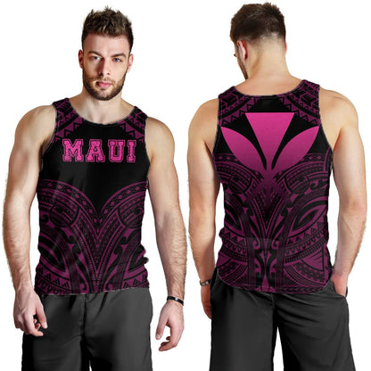Hawaiian Kanaka Map Polynesian Maui Men's Tank Top Pink Brad Style AH