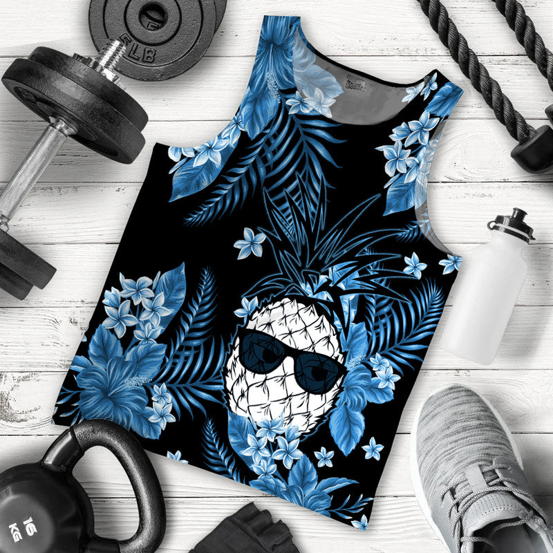 Hawaii Summer Colorful Pineapple Men Tank Top Light Blue
