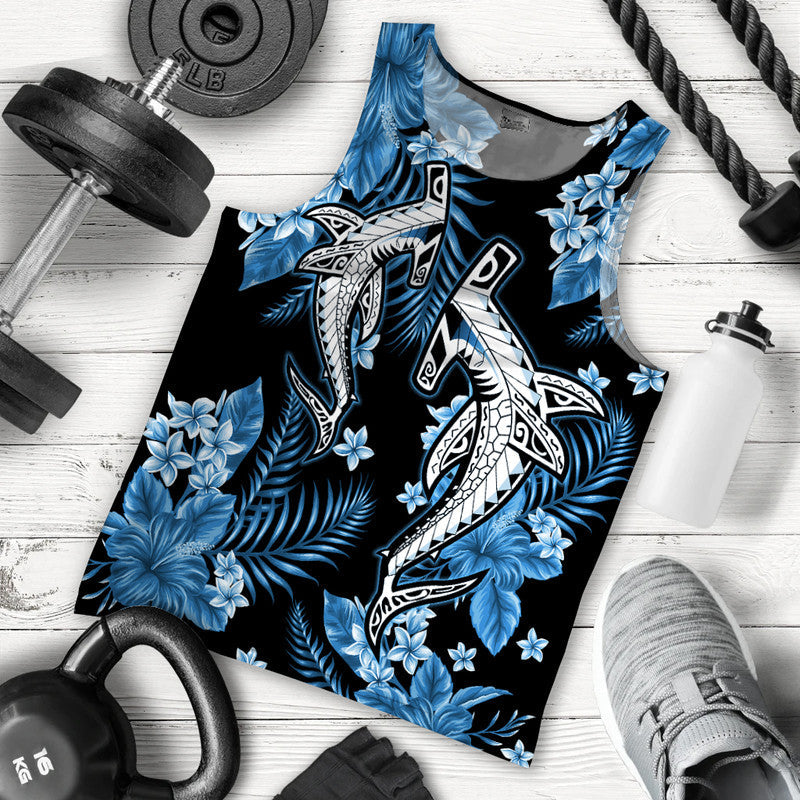 Hawaii Summer Colorful Shark Men Tank Top Light Blue