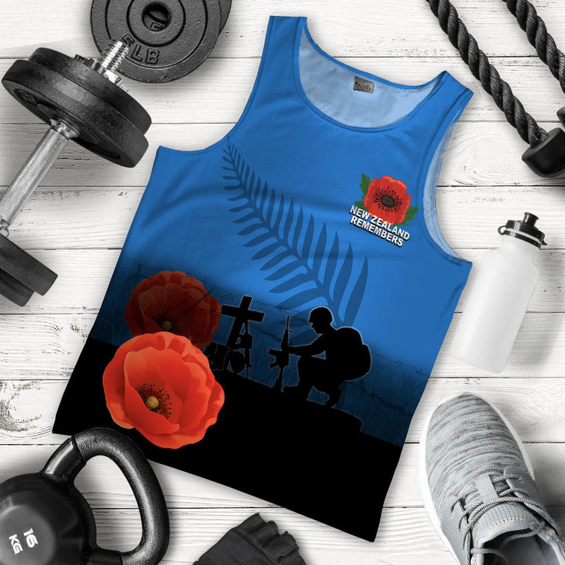 Anzac Day New Zealand Remembers Men Tank Top