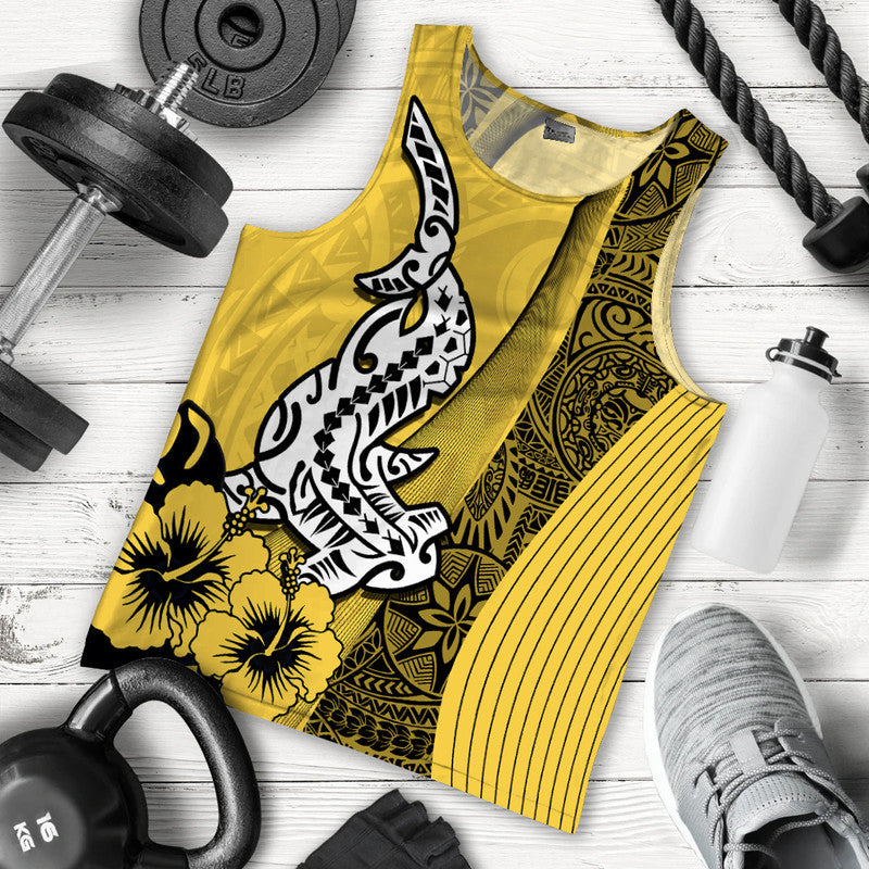 Hawaiian Shark Polynesian Men Tank Top Vibe Yellow Style
