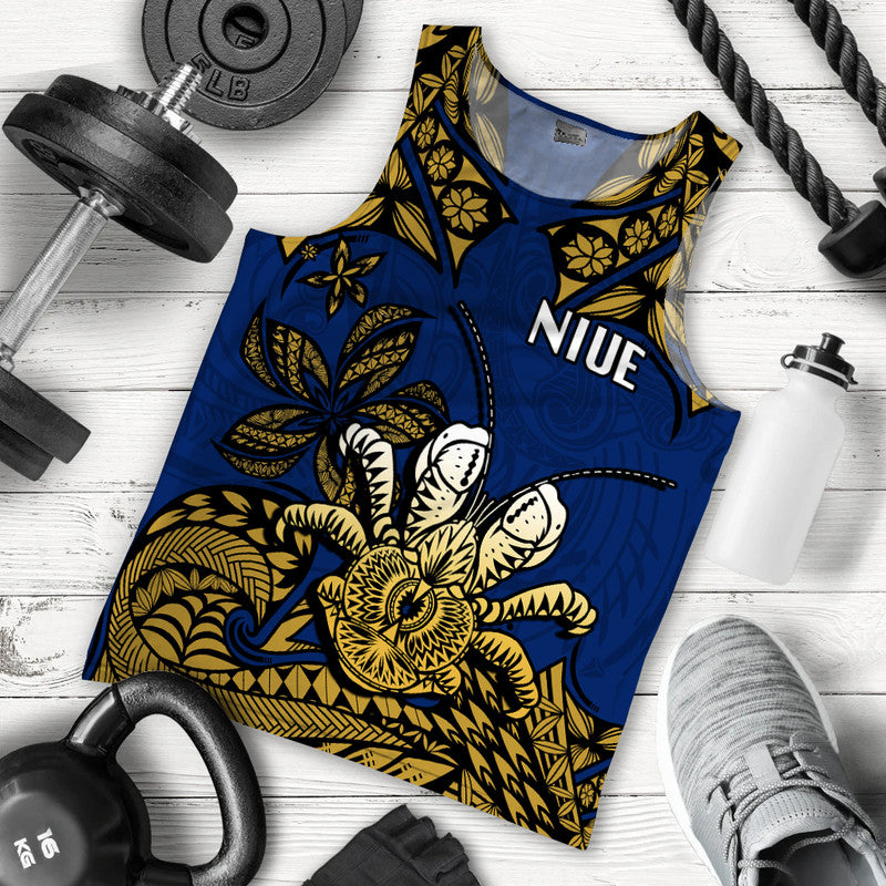 Niue Uga Men Tank Top Tribal Patterns Blue Style