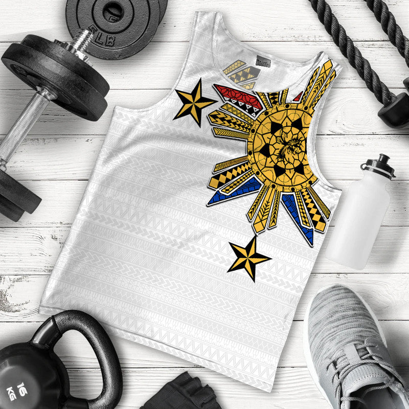 Filipino Men Tank Top Tribal White Style