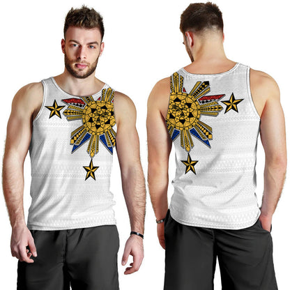 Filipino Men Tank Top Tribal White Style