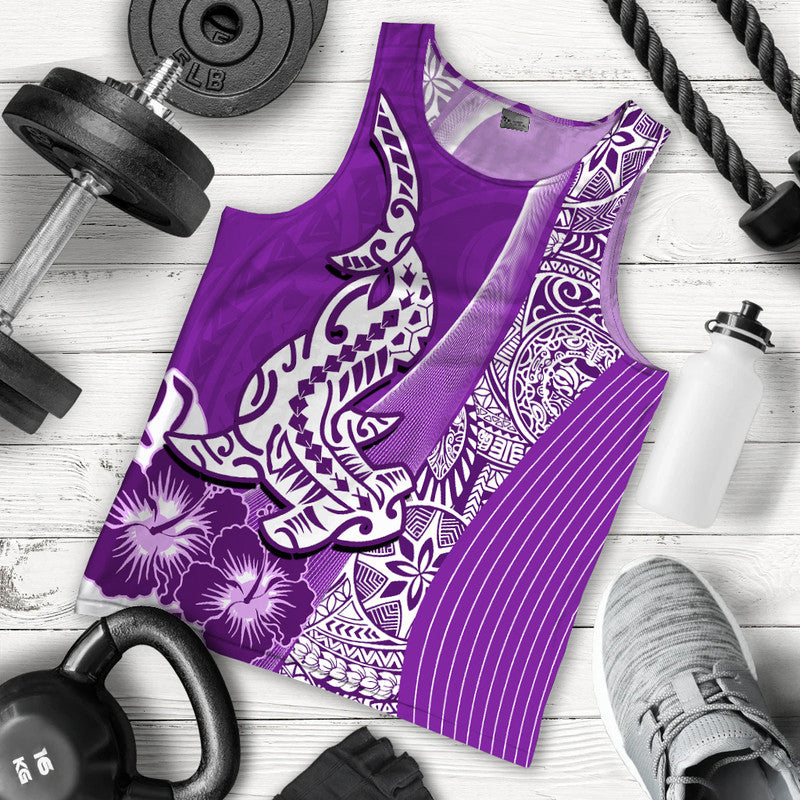 Hawaiian Shark Polynesian Men Tank Top Vibe Purple Style
