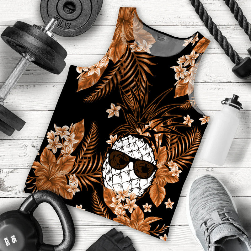 Hawaii Summer Colorful Pineapple Men Tank Top Orange