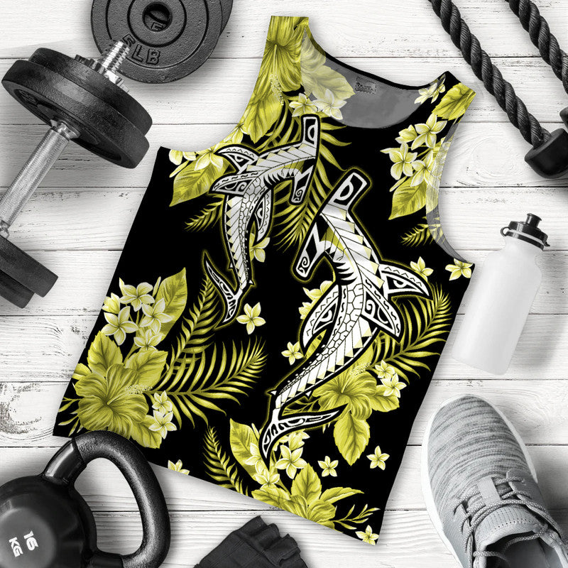 Hawaii Summer Colorful Shark Men Tank Top Yellow