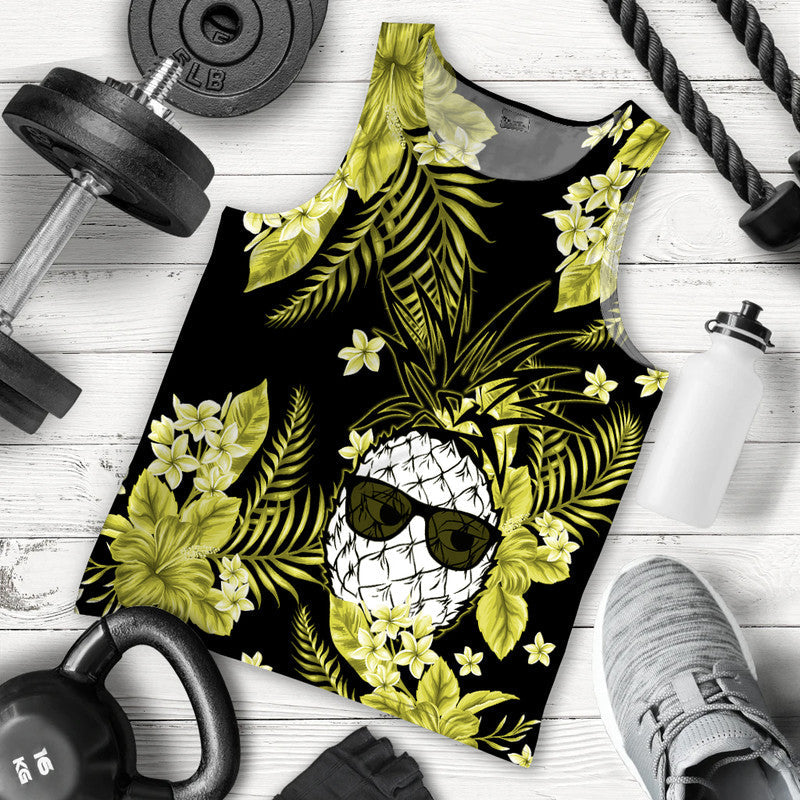 Hawaii Summer Colorful Pineapple Men Tank Top Yellow