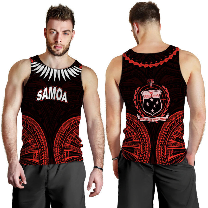 Samoa Ula Nifo Tribal Men Tank Top Red Style
