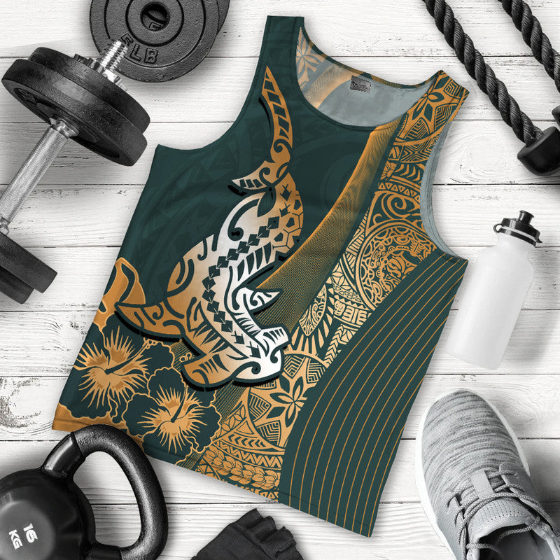 Hawaiian Shark Polynesian Men Tank Top Vibe Green Style