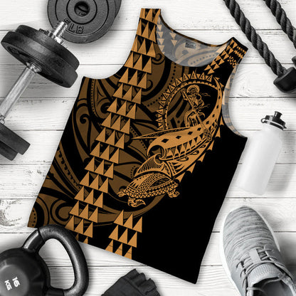 Hawaii Polynesian Warrior Kakau Men Tank Top Gold