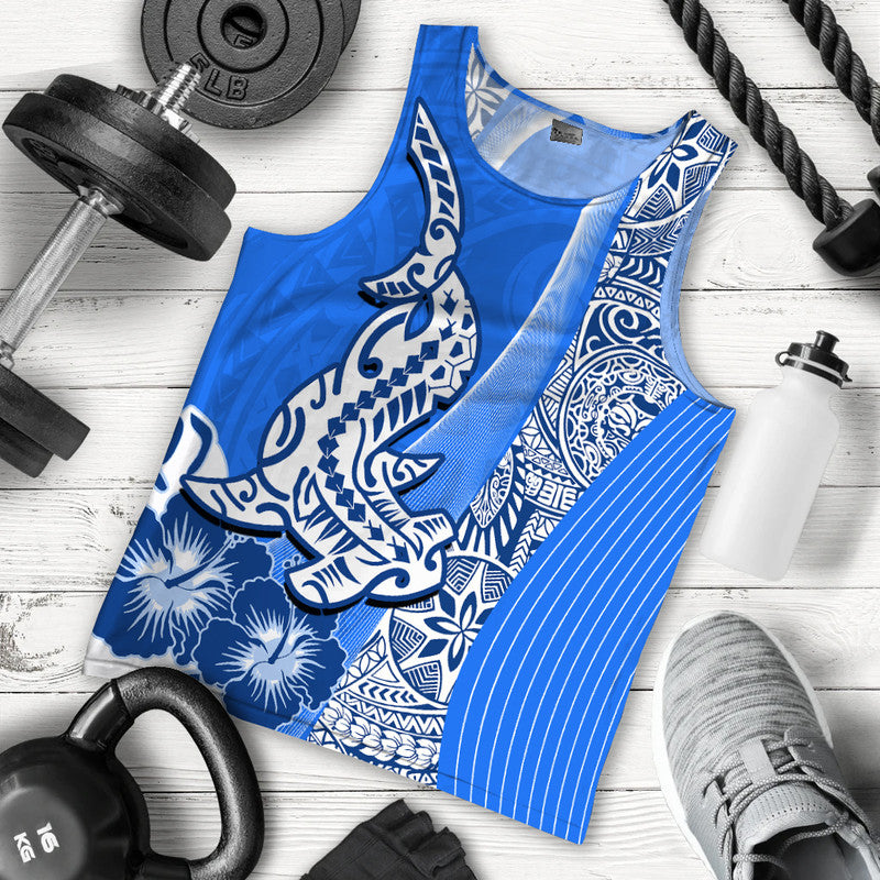 Hawaiian Shark Polynesian Men Tank Top Vibe Blue Style