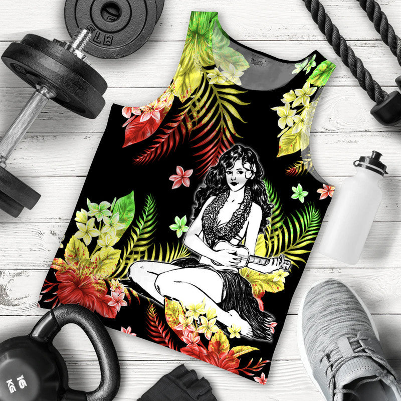 Hawaii Summer Colorful Hula Girl Men Tank Top Reggage