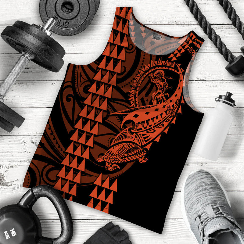 Hawaii Polynesian Warrior Kakau Men Tank Top Orange