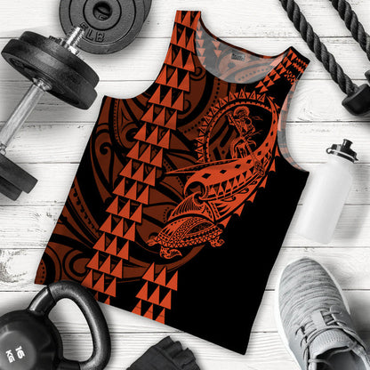 Hawaii Polynesian Warrior Kakau Men Tank Top Orange