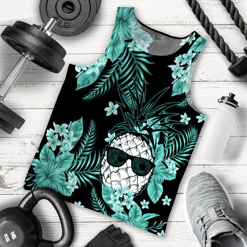 Hawaii Summer Colorful Pineapple Men Tank Top Turquesa