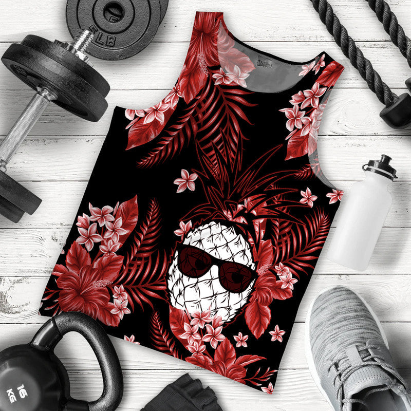 Hawaii Summer Colorful Pineapple Men Tank Top Red