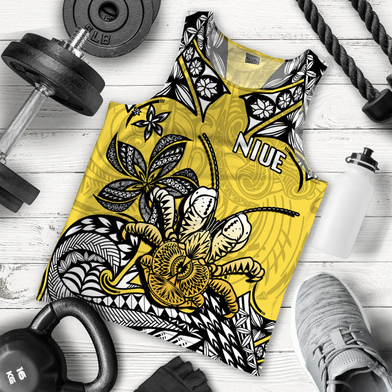 Niue Uga Men Tank Top Tribal Patterns Yellow Style