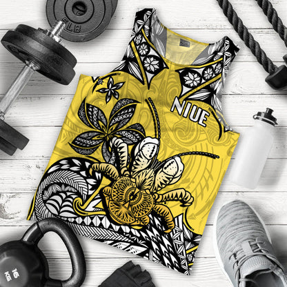 Niue Uga Men Tank Top Tribal Patterns Yellow Style