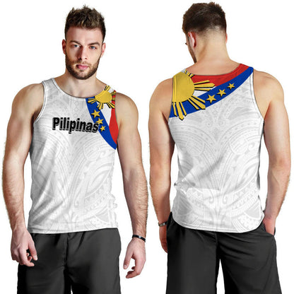 Pilipinas Men Tank Top Simple Style White