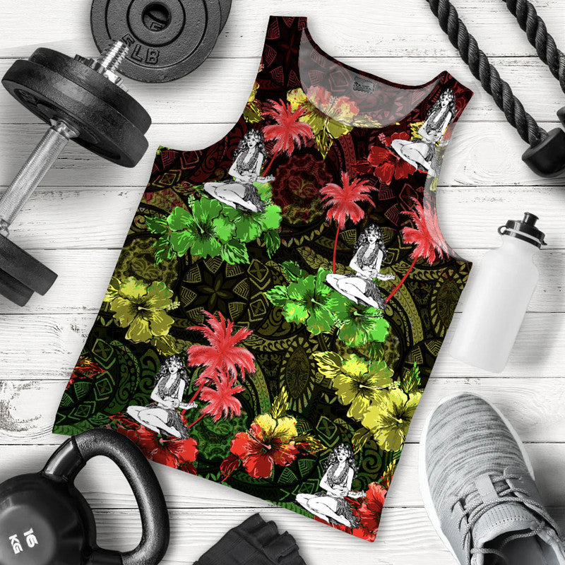 Men Tank Top Hawaii Summer Hula Girl No.1
