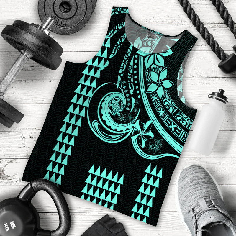 Kakau Hawaiian Polynesian Men Tank Top Turquoise Green