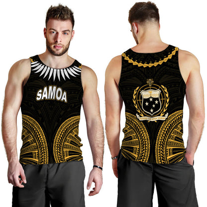 Samoa Ula Nifo Tribal Men Tank Top Gold Style