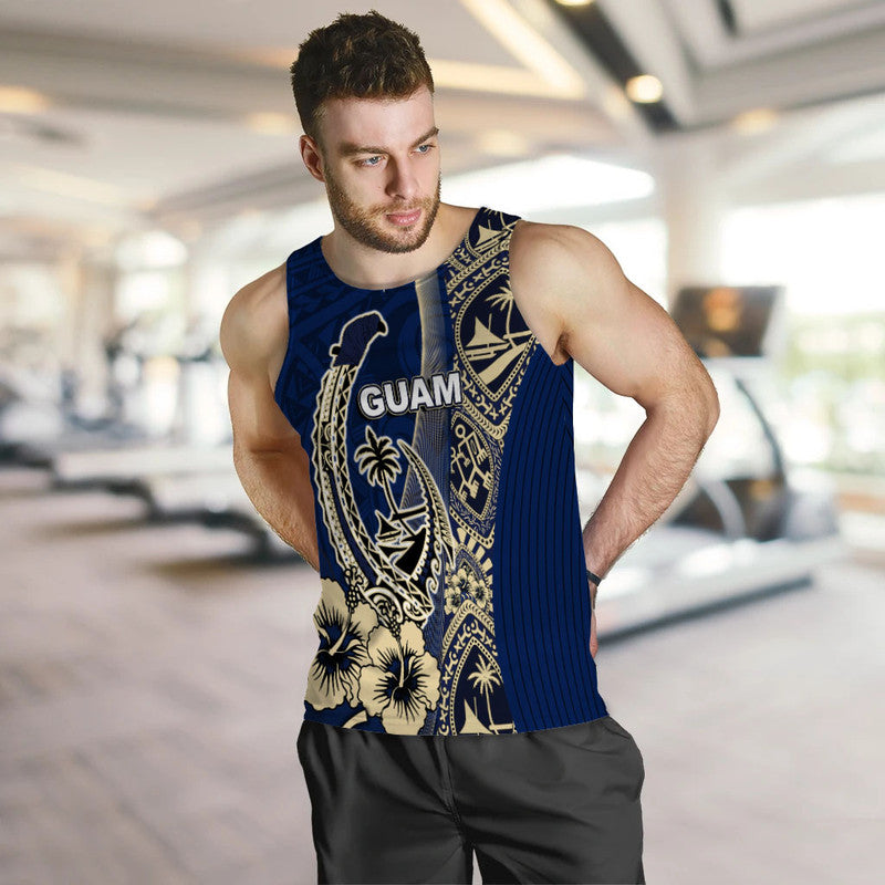 Guam Fish Hook Men Tank Top Blue Style