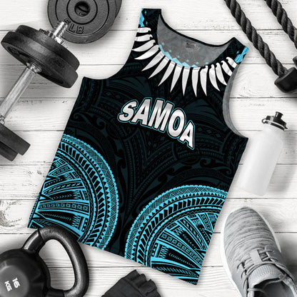 Samoa Ula Nifo Tribal Men Tank Top Blue Style