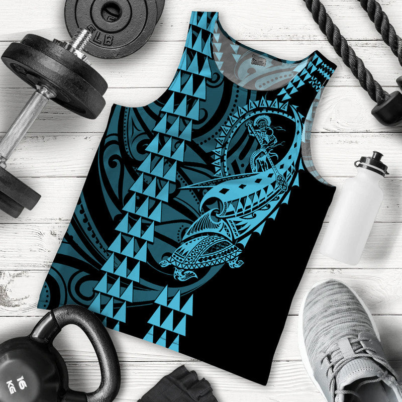 Hawaii Polynesian Warrior Kakau Men Tank Top Blue