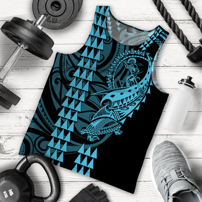 Hawaii Polynesian Warrior Kakau Men Tank Top Blue