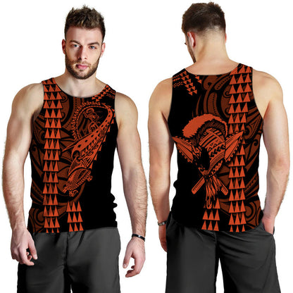 Hawaii Polynesian Warrior Kakau Men Tank Top Orange
