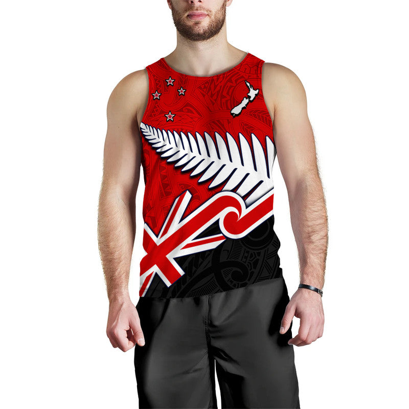 Waitangi Men Tank Top Aotearoa Tino Rangatiratanga Flag with Silver Fern