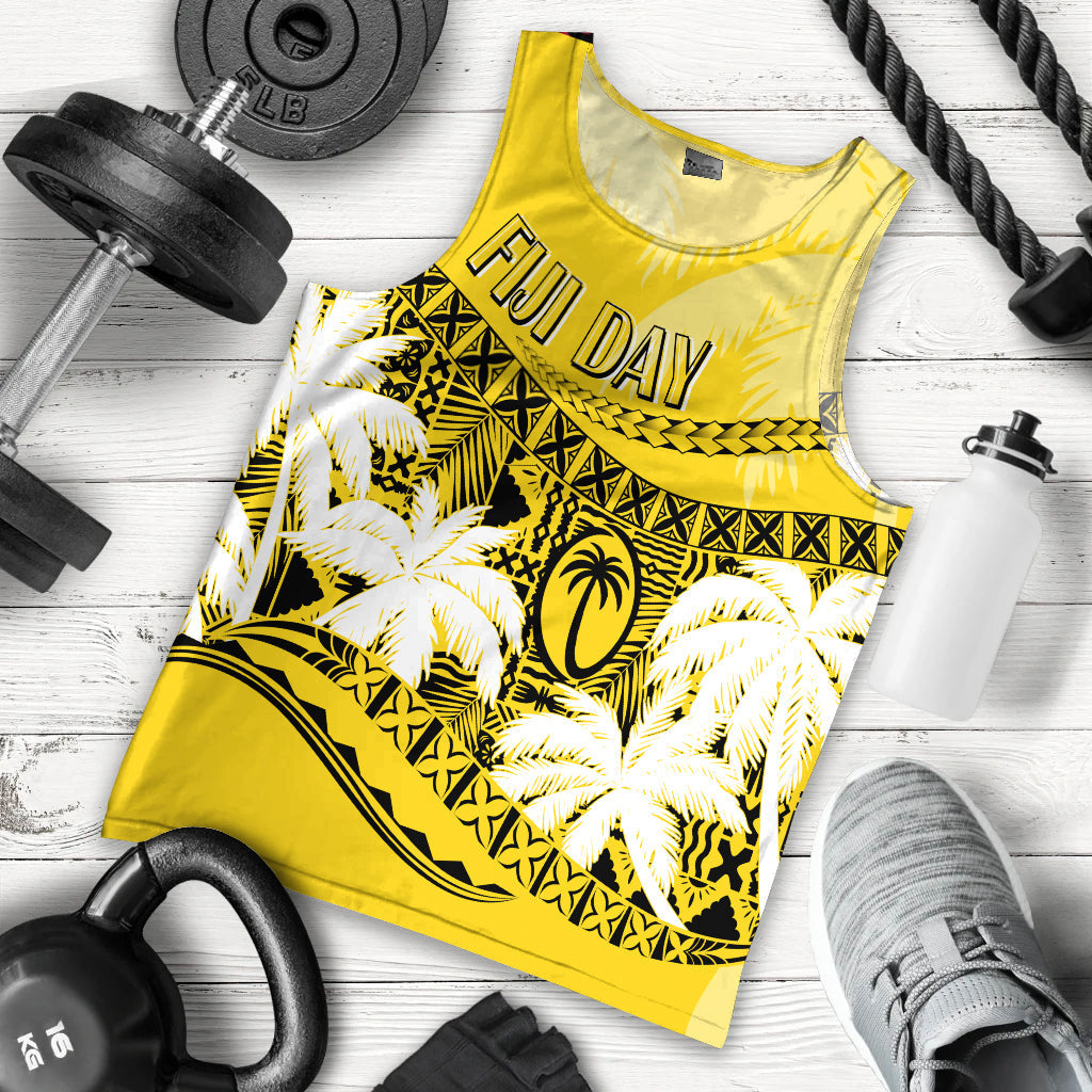Personalised Fiji Day Men Tank Top Flying Fijians Masi Kesa Style Gold
