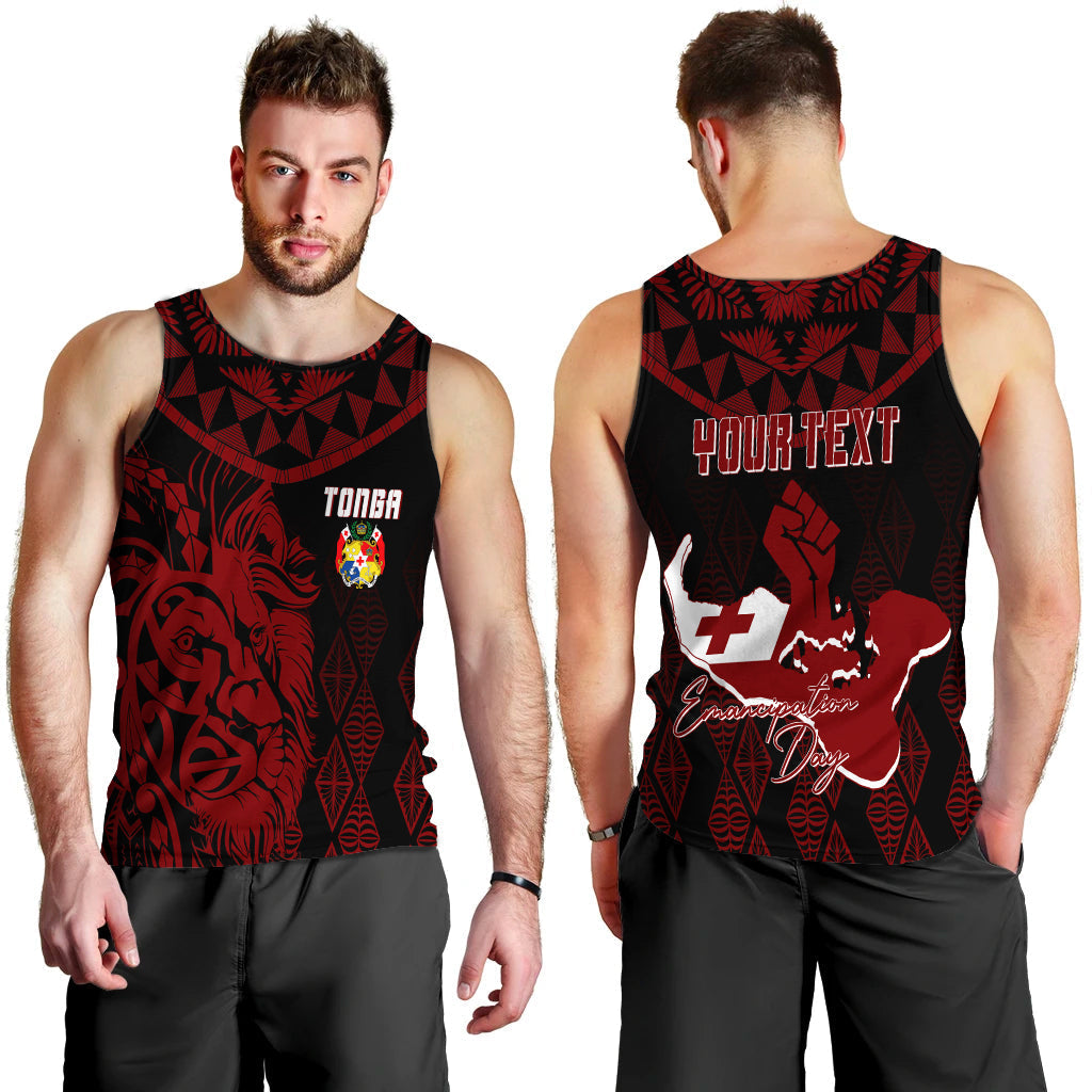 Tonga Personalised Men Tank Top Emancipation Day Lion Style Black