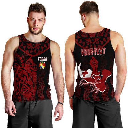Tonga Personalised Men Tank Top Emancipation Day Lion Style Black