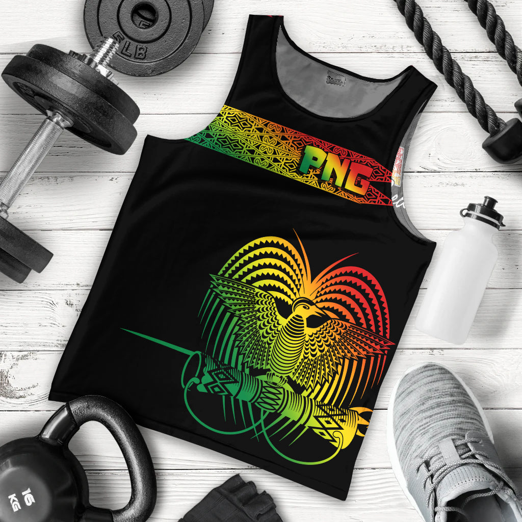 PNG Hibiscus Tribal Pattern Men Tank Top Motuan Reggae Color