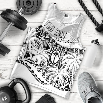 Personalised Fiji Day Men Tank Top Flying Fijians Masi Kesa Style White