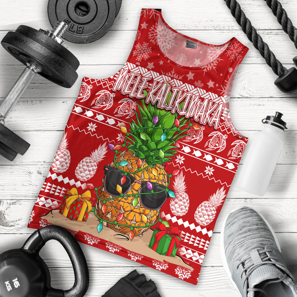 Hawaii Christmas Men Tank Top Mele Kalikimaka Pineapple