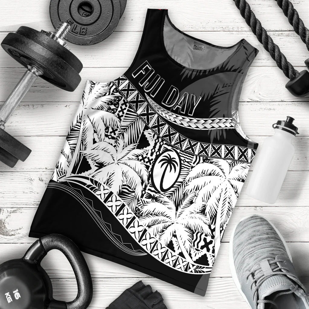 Personalised Fiji Day Men Tank Top Flying Fijians Masi Kesa Style Black