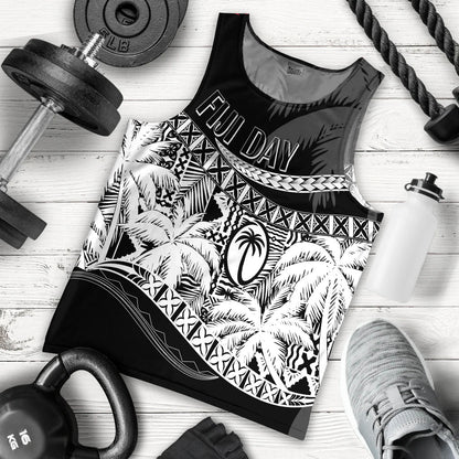 Personalised Fiji Day Men Tank Top Flying Fijians Masi Kesa Style Black
