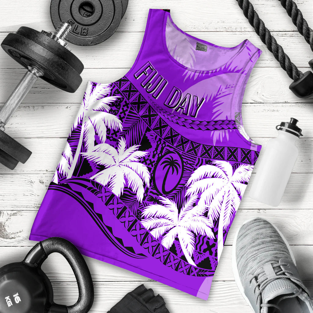 Personalised Fiji Day Men Tank Top Flying Fijians Masi Kesa Style Violet