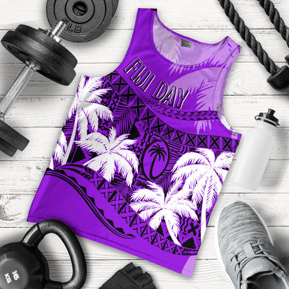 Personalised Fiji Day Men Tank Top Flying Fijians Masi Kesa Style Violet