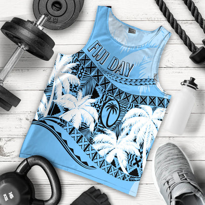 Personalised Fiji Day Men Tank Top Flying Fijians Masi Kesa Style Turquoise