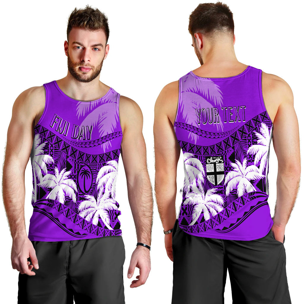 Personalised Fiji Day Men Tank Top Flying Fijians Masi Kesa Style Violet