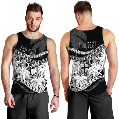 Personalised Fiji Day Men Tank Top Flying Fijians Masi Kesa Style Black